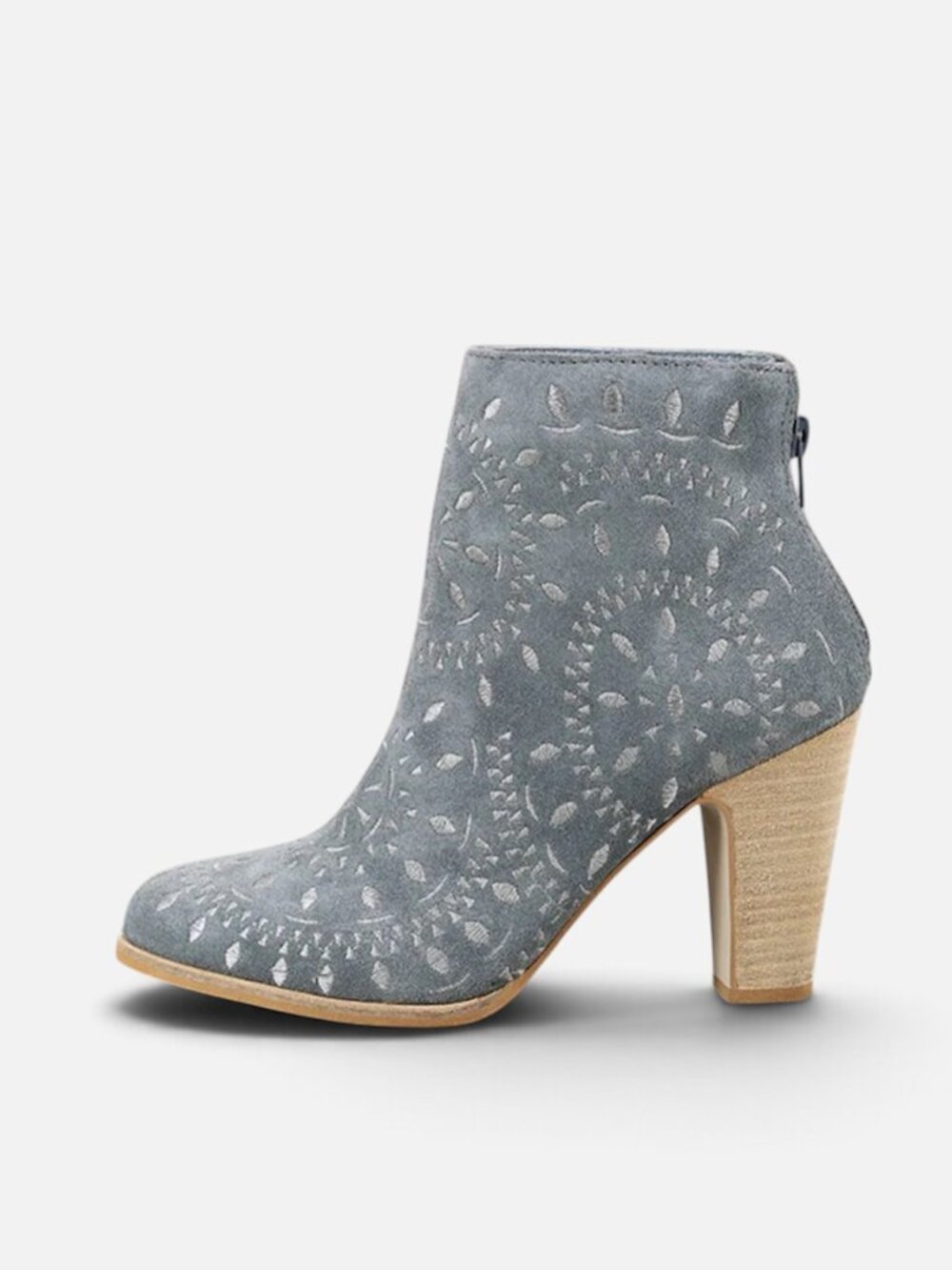 Matisse Springfield Embroidered Suede Ankle Booties Dusty Blue